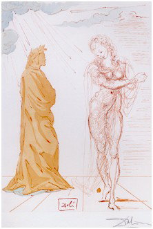 Salvador Dali "Inferno 2" Woodcut Litho Plate Signed: The Inferno: Canto 2rn"Virgil Comforts Dante" rnfrom The Divine ComedyrnWood Block Engraving rnsize ; 13” x 10.5”rn1960.rnMIDIUM: WOODCUT