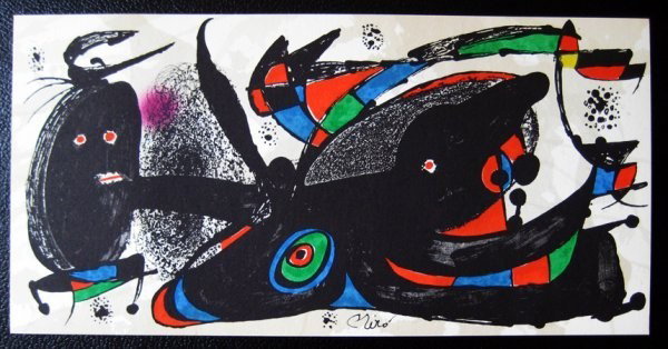 Miro Sculptor - England Litho on Stone, Plate Signe: Miro Sculptor - England Title: Miro Sculptor - England (s.7491) Medium: Original lithograph in colours, 1974, On heavy cream wove Guarro paper, signed in the plate.