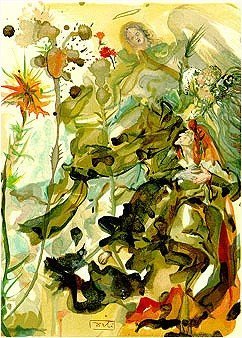 Salvador Dali "Saint James of Hope" Woodcut Signe: Paradise: Canto 25 "Saint James of Hope" from The Divine Comedy Wood Block Engraving 13” x 10.5” 1960. MEDIUM: WOODCUT.