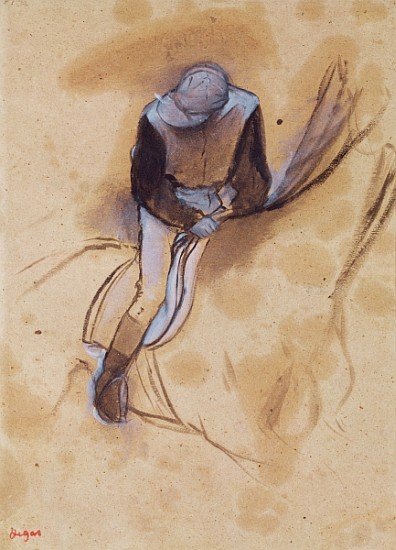 Degas "Jockey flexed forward standing.." Giclee: Edgar Degas "Jockey flexed forward standing in the saddle, 1860-90 Giclee Print . Comes with a certificate of authenticity. Comes unframed. In mint condition. size 14 x 11 in.
