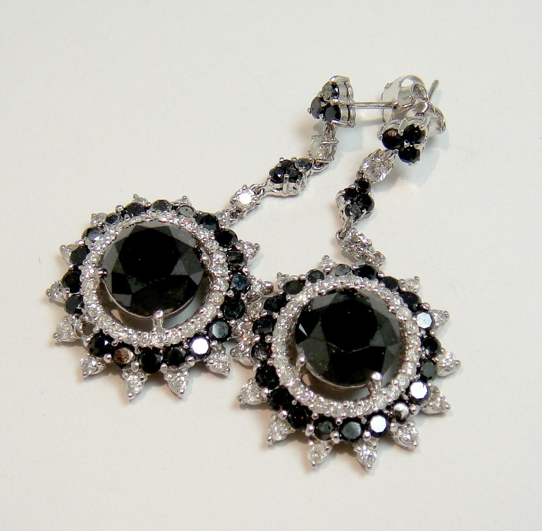 13.65ct Black/White Diamond 14KT White Gold Earrings: Please review the attached gemologist report for further relevant information.