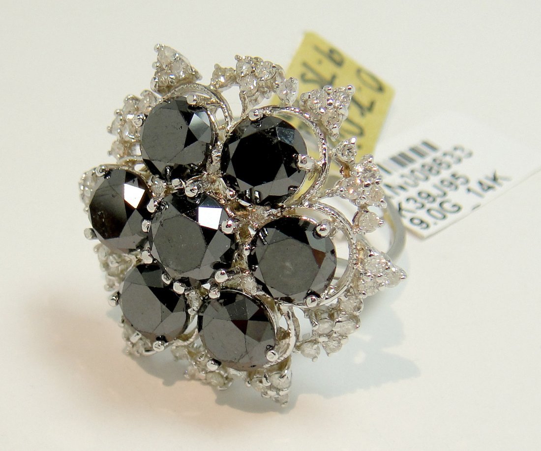 10.51ct Black/White Diamond 14KT White Gold Ring: Please review the attached gemologist report for further relevant information.