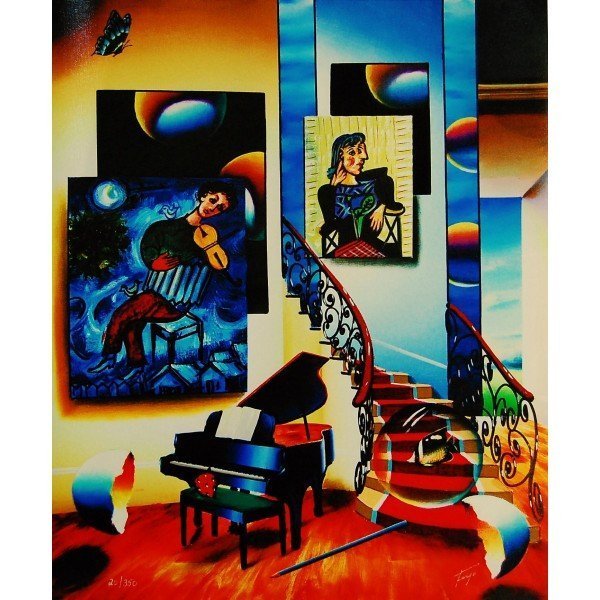 FERJO - FIDDLER: ARTIST: Ferjo TITLE: Fiddler MEDIUM: Giclee on Canvas IMAGE SIZE: 23.75 x 19.75 in. Comes with a certificate of authenticity. Comes unframed. In mint condition!