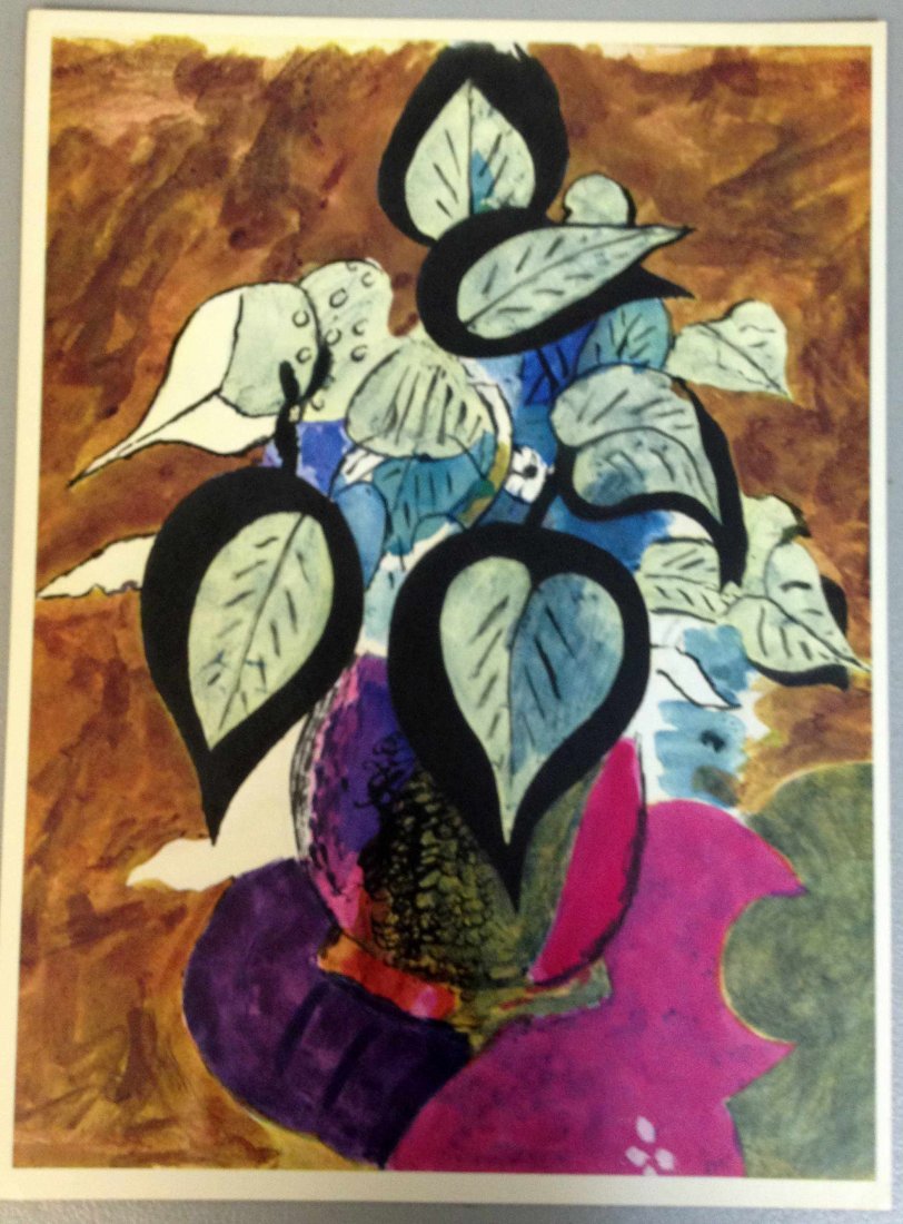 Georges Braque "Fleur en pot" Lithograph w/ COA: Georges Braque Fleur en pot. signed in the plate, and a certificate of authenticity is included. A lithography printing press gives this fine art print its vivid and sharp appearance. size : 10 x 13.5