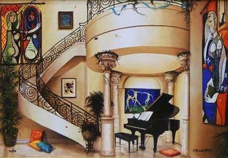 Orlando quevedo ' IN THE FROM LOVE': Orlando professionally framed glicee on canvas In a Mood for Love is a rare piece of artwork by Orlando Raphael Quevedo. This is an original giclee on canvas. It was created in 2006 and is hand-signed
