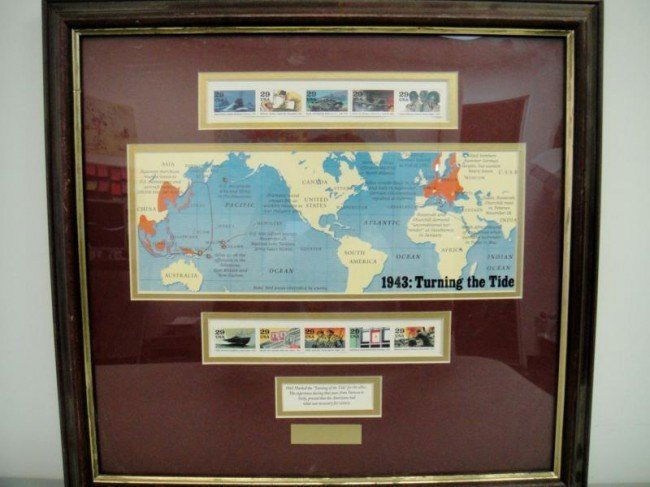 FRAMED "1943 TURNING THE TIDE" POSTAL FINE ARTS F: FRAMED "1943 TURNING THE TIDE" POSTAL FINE ARTS FROM ARTIST: WILLIAM H. BOND, COMES WITH COA