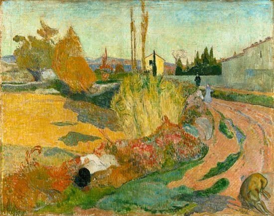 Paul Gauguin "Countryside at Arles" Giclee on Pape: Artist: Henri Eugène Paul Gauguin - Date of birth: 7 June 1848 - Death: 8 May 1903 - Paris, Pont-Aven, Arles, Tahiti.with COA. size 14 x 11 in.