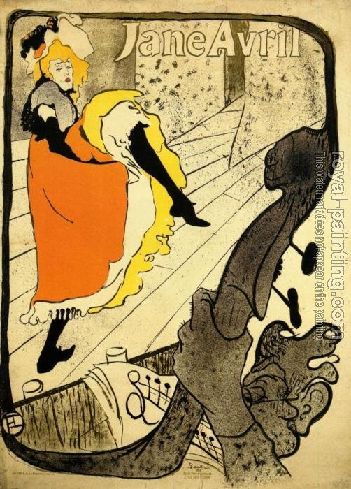 Jane Avril by Henri de Toulouse-Lautrec lithogra: Jane Avril by Henri de Toulouse-Lautrec. with Certificate of Authenticity! SIZE 14.5 X 10.5 IN. lithograph.