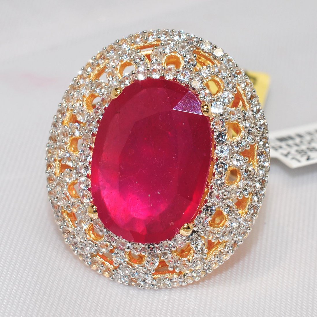 15.12ct Ruby & 2.56ct CL Sapphire 14KT Sterling Ri: Please review the attached gemologist report for further relevant information