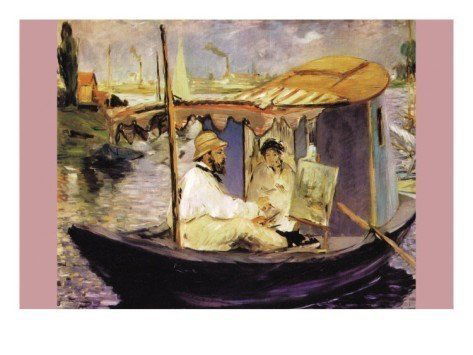 Claude Monet "Dans Son Bateau Atelier" Giclee: Claude Monet Dans Son Bateau Atelier by Édouard Manet Giclee. size 14 x 11 in.with COA.