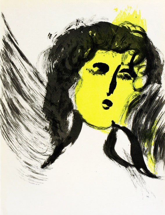 Marc Chagall "Angel in Paradise" Hand Numbered Lit: Chagall and the bible - Angel in Paradise Marc Chagall (1887 Witebsk - 1985 St. Paul de Vence) Angel in Paradise, Original Color lithograph Paris, Spadem 1985 [355 x 260mm / 14 x 10 1/4 inch cm]Origin