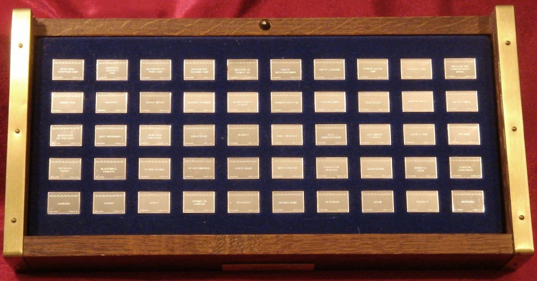 FRANKLIN MINT - THE GREAT SAILING SHIPS OF HISTORY: FRANKLIN MINT - THE GREAT SAILING SHIPS OF HISTORY - 50 INGOTS - STERLING SILVER THIS AUCTION IS FOR A SET OF FRANKLIN MINT STERLING SILVER MEDALS, THE GREAT SAILING SHIPS OF HISTORY, THIS SET CONSIST