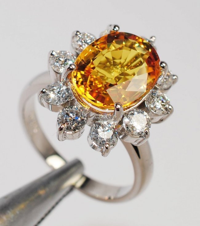 5.50ct Yellow Sapphire & 1.50ct Diamond 14KT Gold R: Please review the attached gemologist report for further relevant information