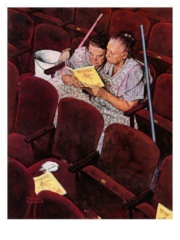 Norman Rockwell ""Charwomen"" April 6,1946 Signed.: Norman Rockwell ""Charwomen"" April 6,1946 Signed. Charwomen"", April 6,1946 by Norman Rockwell size 32 x 25. offset Lithograph.with COA.