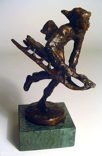 "Down The Hill" Bronze by Dennis Smith Limited Ed: "Down The Hill" Bronze by Dennis Smith from the Salt Lake 2002 Olympic Dreams Collection, a Limited Edition with a Certificate of Authenticity. This sculpture depicts a boy sledding. The title of this