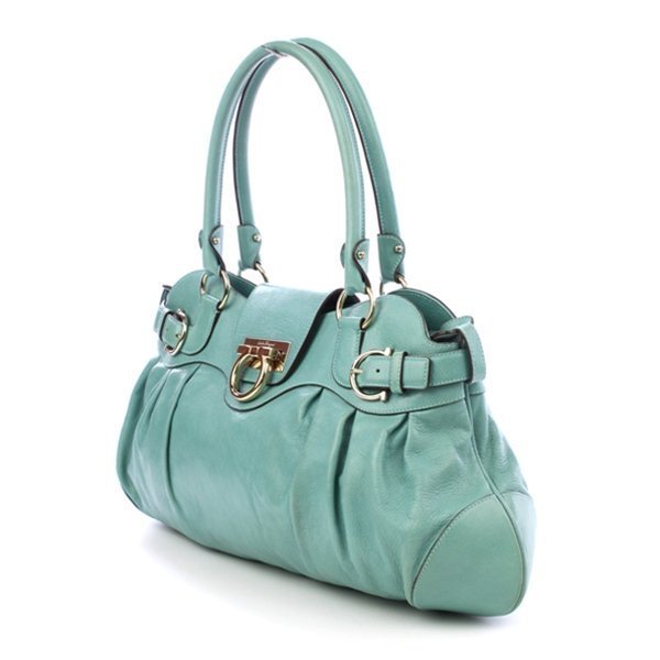 Salvatore Ferragamo Teal Marisa Top Handle Satchel: Salvatore Ferragamo Teal Marisa Top Handle Satchel Handbag Luxury: