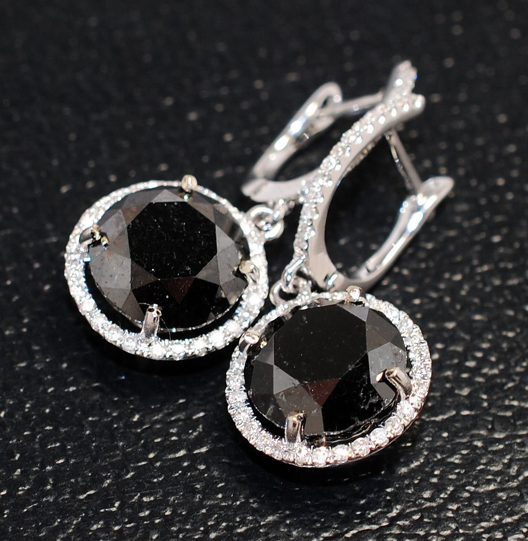 7.68ct Black & White Diamond 18KT White Gold Earri: Please review the attached gemologist report for further relevant...