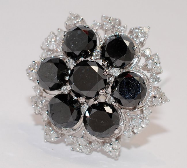 10.51ctw Black & White Diamond 14KT White Gold Rin: Please review the attached gemologist report for further relevant information.