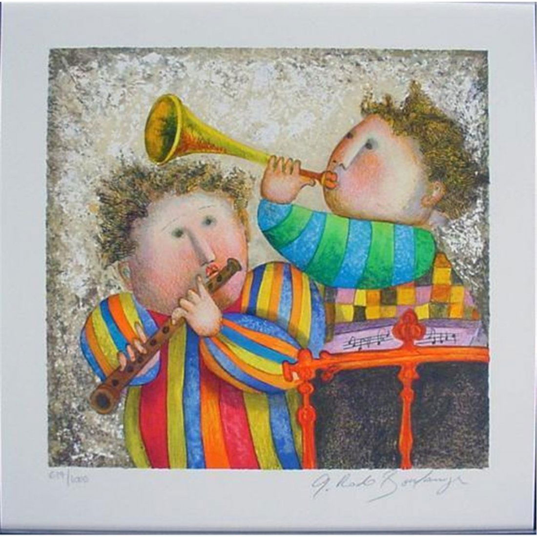 MUSIQUE POUR LES YEUX Signed LE Art Print Boulang: Here is "Musique Pour Les Yeux" — a wonderful signed and numbered limited edition lithograph by the popular artist Garciela Rodo Boulanger: * Color lithograph on Arches * Signed by the artist in pen