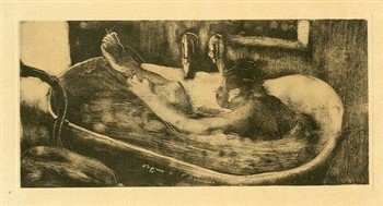 Edgar Degas "Le Bain" Plated Signed Lithograph w/: Medium: gravure (after the extremely rare original monotype). Printed on Marais paper in Paris in 1948 by Quatre Chemins .Comes with a certificate of authenticity.
