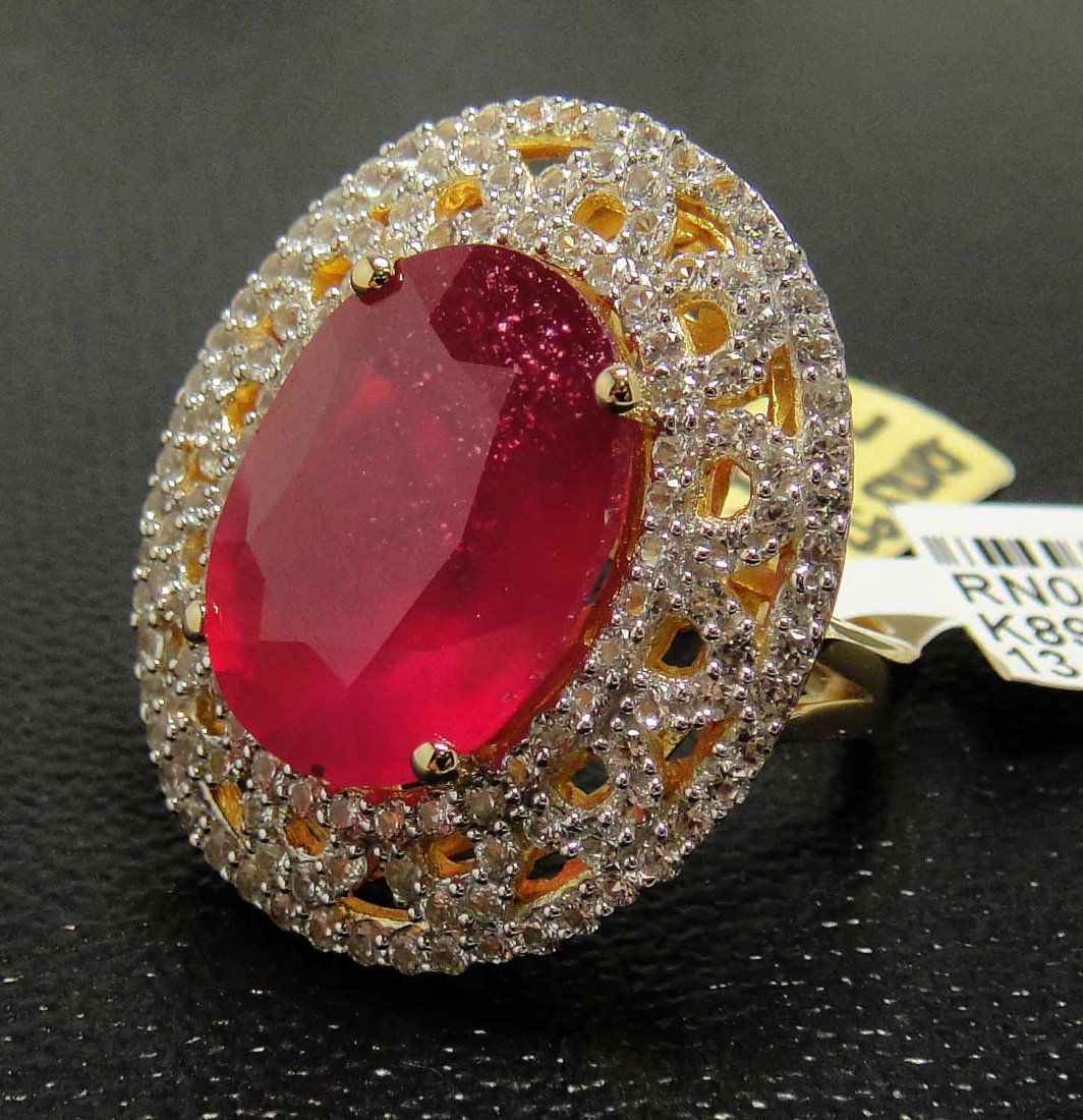 15.13ct Ruby & 1.59ct CL Sapp Gold Plated Sterling : Please review the attached gemologist report for further relevant information