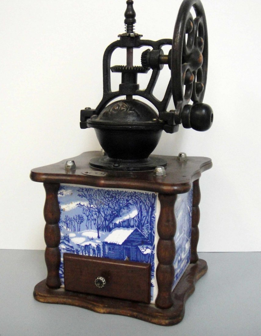 Vintage Currier and Ives Coffee Grinder 12 x 6": Vintage Currier and Ives Coffee Grinder 12 x 6"