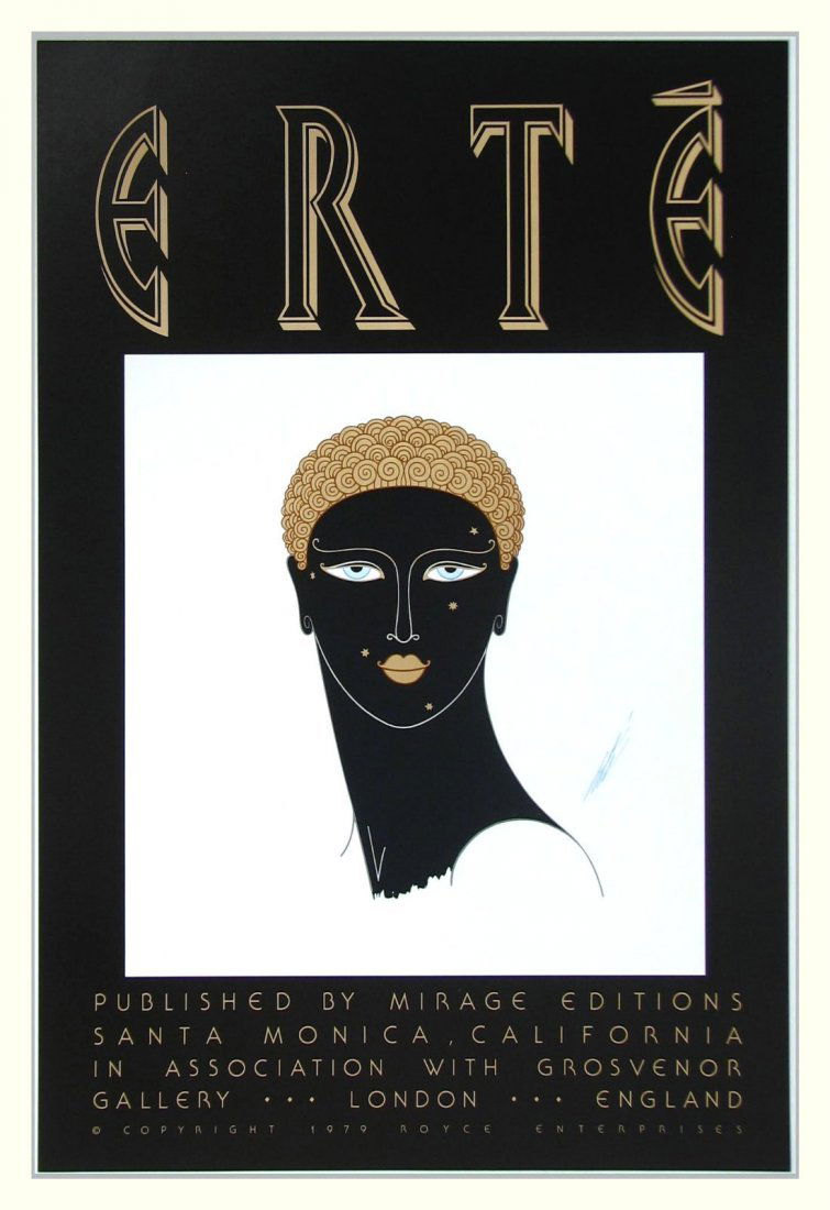 Erte "Queen of Sheba" 20x30 Print with Black Bord: Erte "Queen of Sheba" 20x30 Print with Black Border