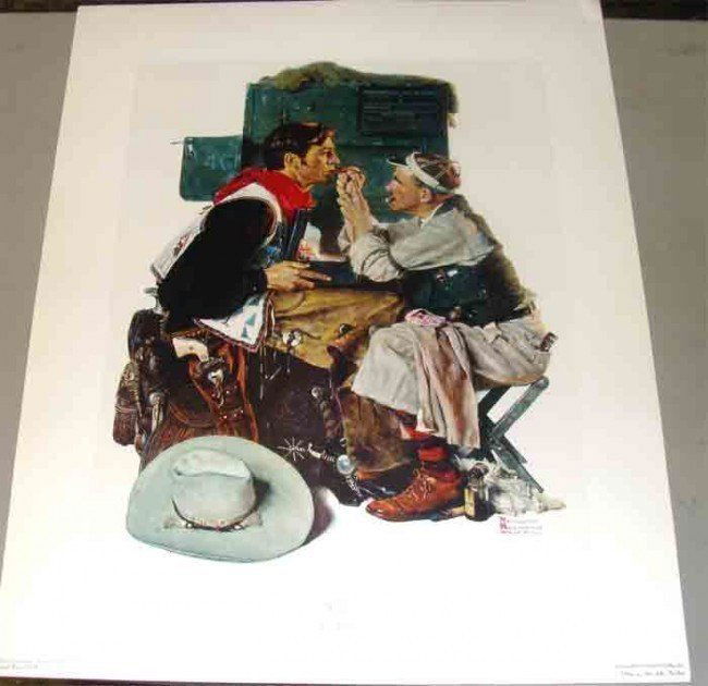 Norman Rockwell "The Texan" 24X30" Collotype: The Texan is a Collotype printed by Arthur Jaffe and Published by Circle Fine Art in 1973, based on an original painting by Rockwell from 1930, done as a Saturday Evening Post Cover. Dimensions are 24