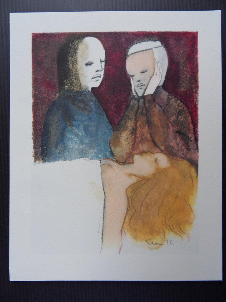 Leonor FINI - LITHOGRAPHIE SIGNEE /N° sur ARCHES #: Léonor FINI *** Superbe Lithographie signée *** TITRE : Les pleureuses TECHNIQUE : Lithographie SIGNATURE : Signée dans la planche TIRAGE : Tirage limité à 900 exemplaires TAILLE : 20 x 25cm PAPI