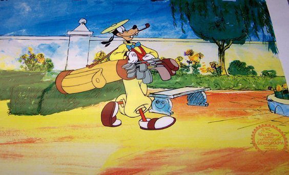 Walt Disney " How to Play Golf": How to Play Golf Signed Limited Edition Serigraph Art Print of 9500 Sericel was originally offered without a background; we added complimentary background, reproduced from original Disney cartoon. Rel