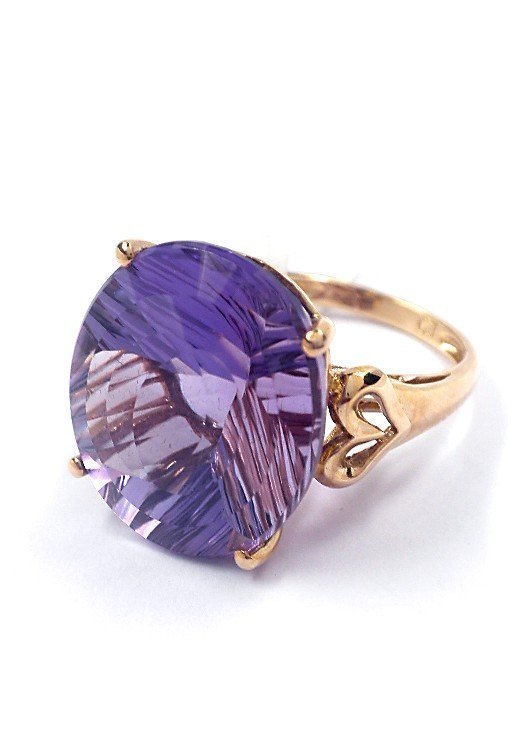 10KT Gold, 17.15ct Amethyst Solitaire Ring: Please review the attached gemologist report for further relevant information