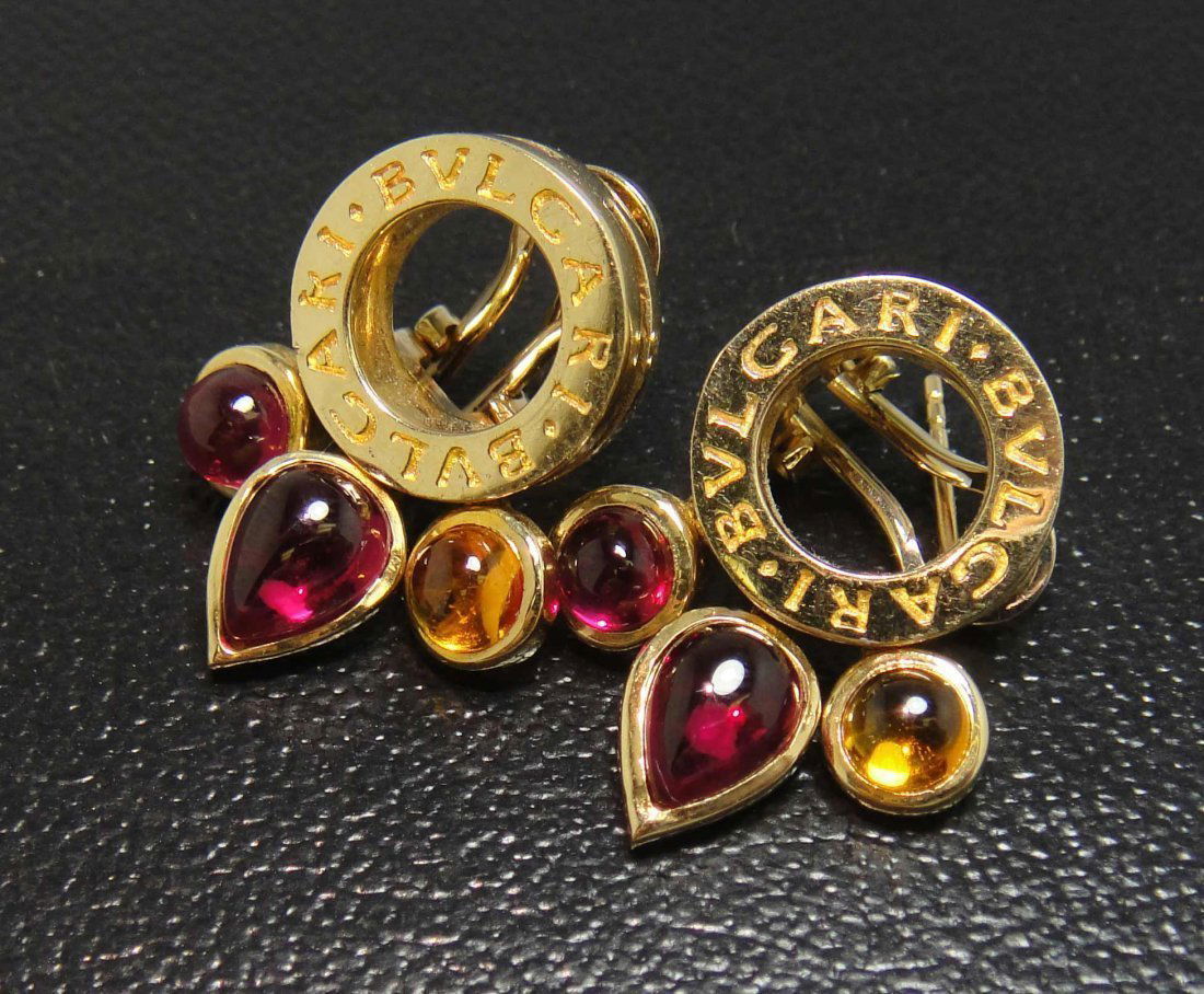 14KT Gold Gemstone BVLGARI Dangle Earrings: Please review the attached gemologist report for further relevant information