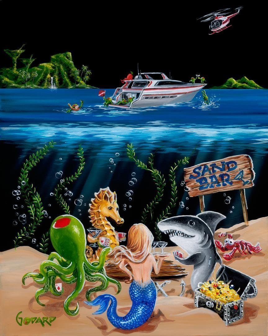 Michael Godard "Sand Bar I" LE Ed Giclee on Canva: Michael Godard Limited Edition Fine Art: Sand Bar I (AP) Title: Sand Bar I (AP) Artist: Michael Godard Type: Limited Edition Giclee on Canvas Edition: 318/995 Size: 35 x 28