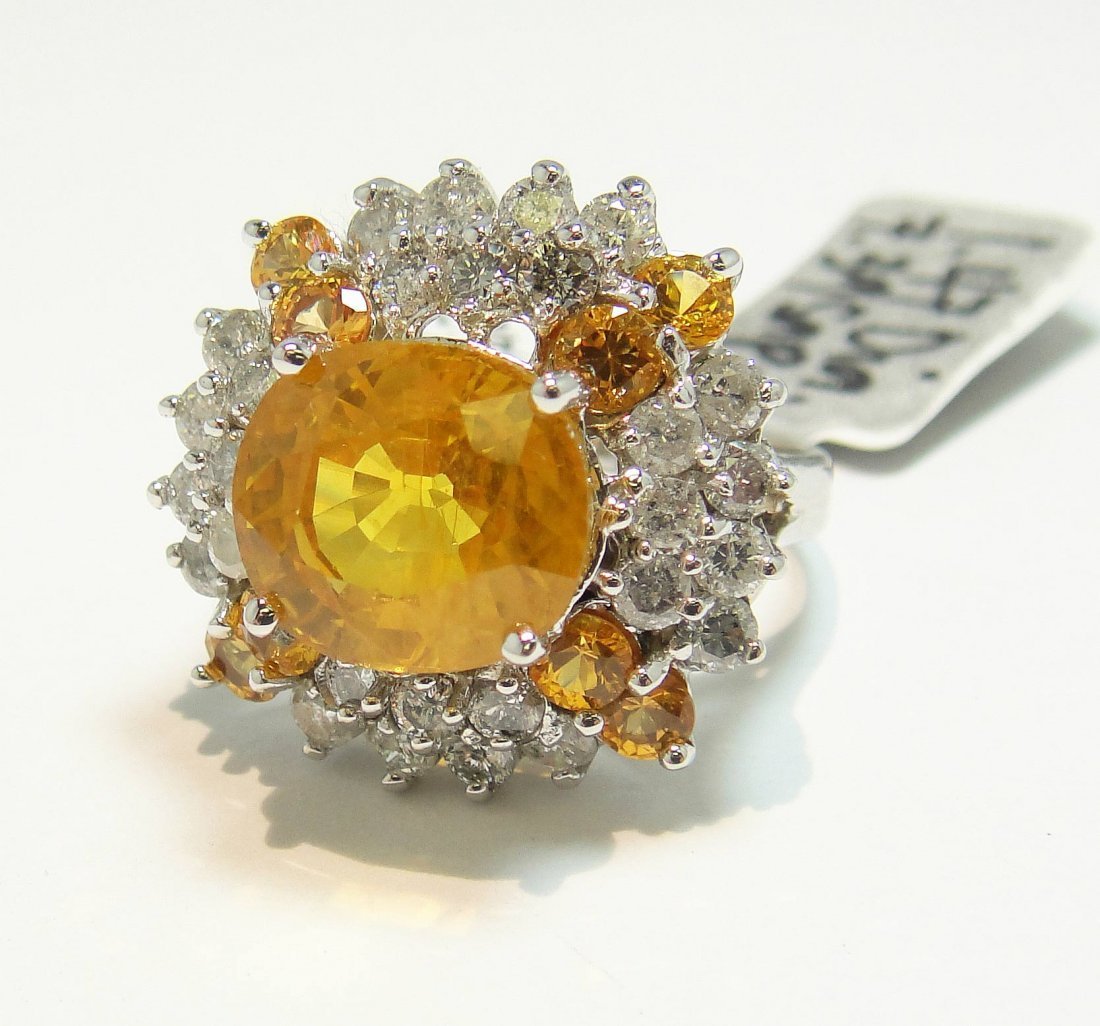 7.39ct Yellow Sapphire & 1.47ctw Diamond 14KT Gold: Please review the attached gemologist report for further relevant information