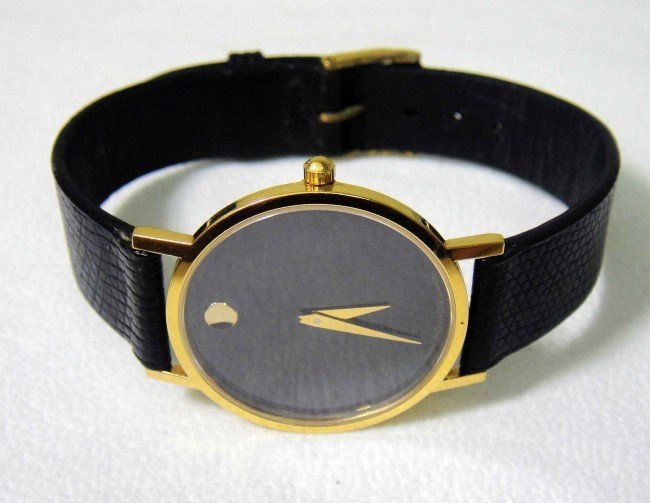 Authentic Men's Movado Watch with Leather Strap: Men's Movado Watch with Leather Strap. Please Place your Bid with Most extreme confidence from Windsor Auction House. We have been in the Live Auction business for over 15 years, and pride ourselves o
