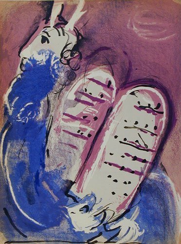 Marc Chagall "Moses 2" Original Color Lithograph: Chagall and the biblernMarc Chagall (1887 Witebsk - 1985 St. Paul de Vence)rnrnrn Moses 2 Original lithograph.rnParis, Mourlot 1956 [355 x 260mm / 14 x 10 1/4 inch cm]rnOriginal Lithograph in colours 