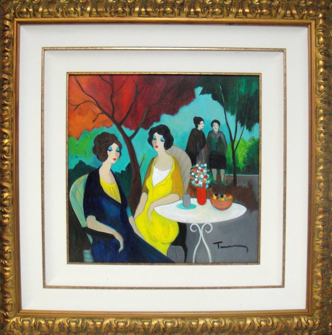 Itzchak Tarkay Signed Original Oil on Canvas Paint: ORIGINAL Itzchak Tarkay Oil on CanvasPainting, Signed by the Artist Tarkay. Framed comes with Certificate of Authenticity. Inside dimensions 20 x 20"