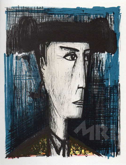 Bernard Buffet Lithographs, Faces Suite, printed: Bernard Buffet Lithographs, Faces Suite, printed by Mourlot 1967rnThe overall sheet size measures 9.75 x 12.5 inches with the image area being approximately 6.5x9 inches.