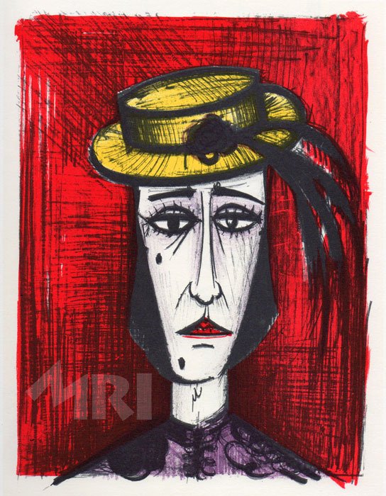 136C: Bernard Buffet Lithographs, Faces Suite, pr: Bernard Buffet Lithographs, Faces Suite, printed by Mourlot 1967 The overall sheet size measures 9.75 x 12.5 inches with the image area being approximately 6.5 x 9 inches.