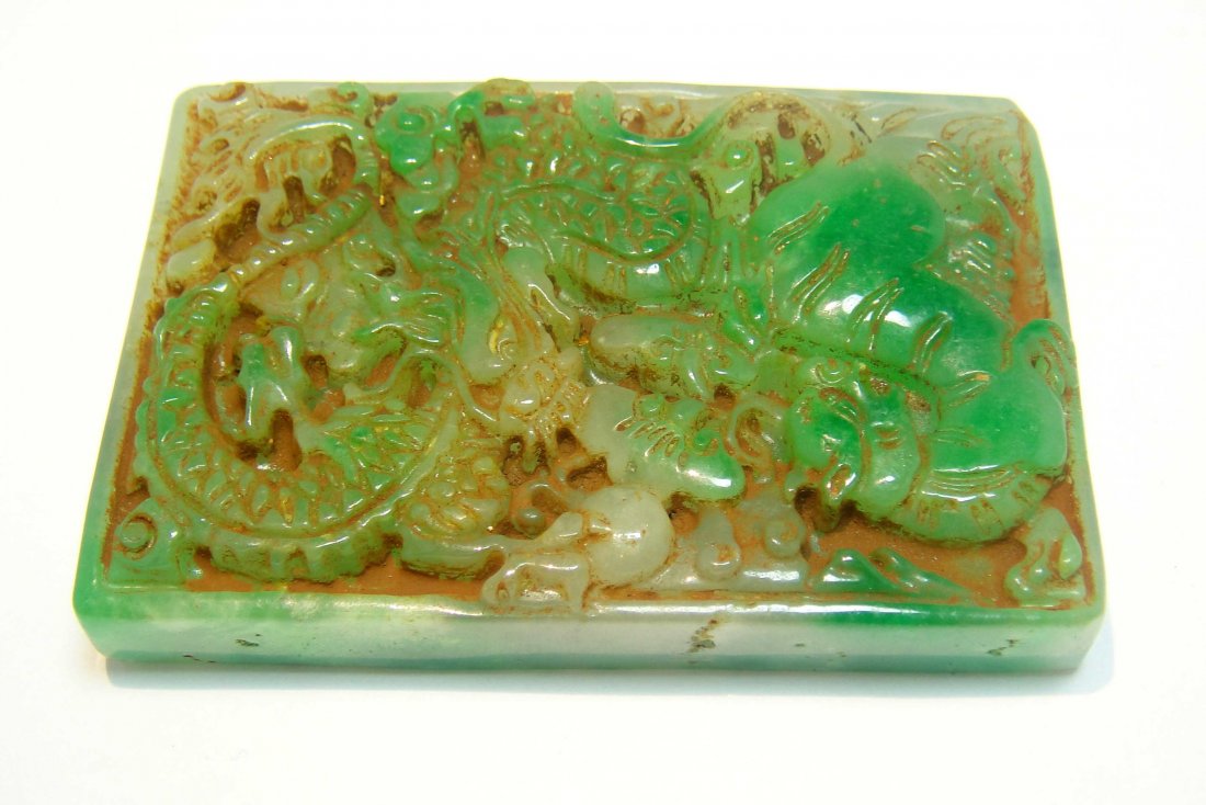 Chinese old jade tablets Dragon Phoenix Tiger totem: Chinese old jade jade tablets Dragon Phoenix Tiger totem! Height 2.95 " / 75mm Width 1.96" /50mm Depth 0.51" /13mm Weight 0.30 lbs/140g