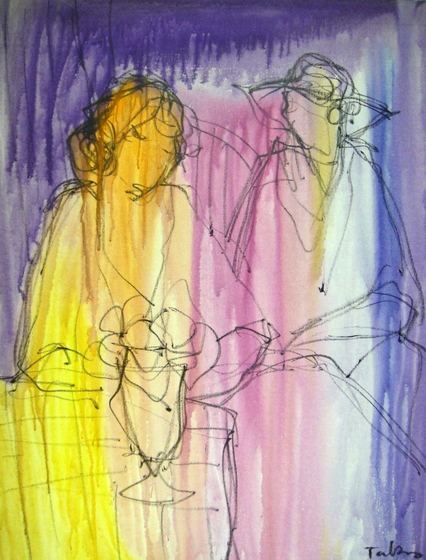 Itzchak Tarkay Signed Original Oil on Canvas Painting: ORIGINAL Itzchak Tarkay "Two Women" Acrylic on Canvas Painting, Signed by the Artist Tarkay. Framed comes with Certificate of Authenticity. Inside dimensions 32 x 40"