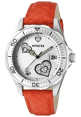 Invicta Watch 12402 Women: InvictaWatch12402Women'sProDiverWhiteCrystalSilverDialRedGenuinernrnSeriesProDiverrnStyleCasualrnGenderWomen'srnStrapWidth18mmrnCaseStainlesssteelrnDialColorSilverwith3heartInsigniasandencrustedwhitec