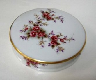 Limoges France Vintage Porcelain Round Container: Limoges France Vintage Porcelain Round Container