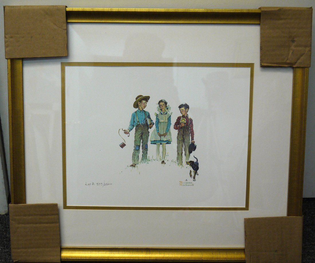 Rockwell Norman "Me and My Pals - A ": Rockwell Norman "Me and My Pals - A " size 18 X 21.5 inches comes with the framed. In mint condition , this limited edition 597 / 2500 with certificate of autheticity