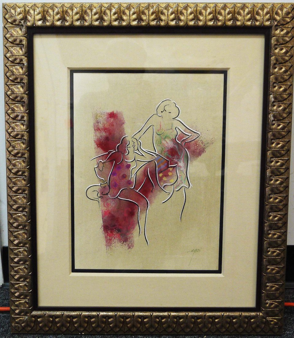 Sabzi "Untitled" Orig. one of a kind painting on paper: Sabzi "Untitled" Orig. one of a kind painting on paper. Size: Medium, Hand signed by artist. Frame:21.5x24inche Art size:11x14.75inches