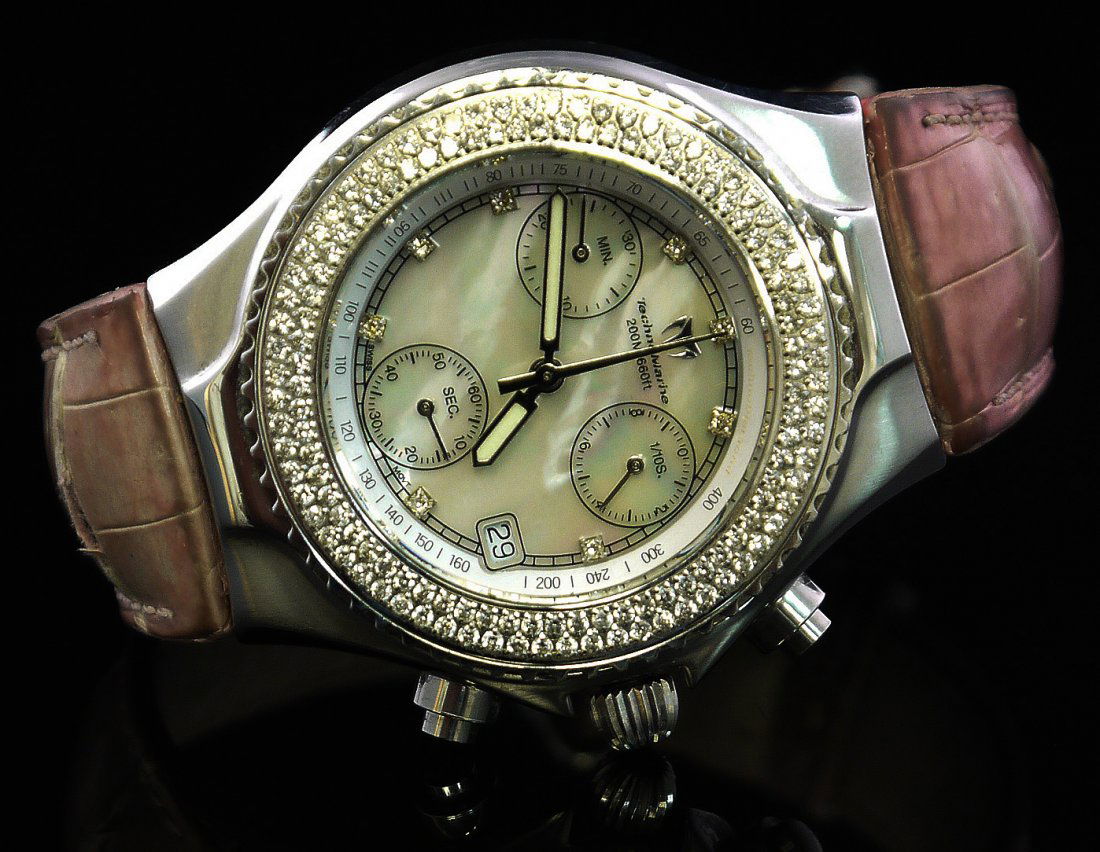 Authentic Technomarine Chronograph w/ Diamonds Watch: Authentic Technomarine Chronograph w/ Diamonds Watch w750