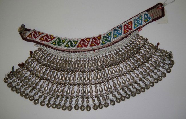 Antique 1800s Afghanistan Choker Bead Necklace: Antique 1800s Afghanistan Choker Bead Necklace W210