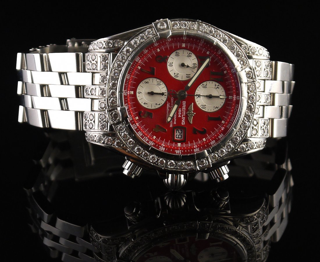 3.40 ct Diamond Breitling Chronomat Evolution Watch: Breitling Stainless Steel Chronomat Evolution Wristwatch. Please review the attached gemologist report for further relevant Information. W12501