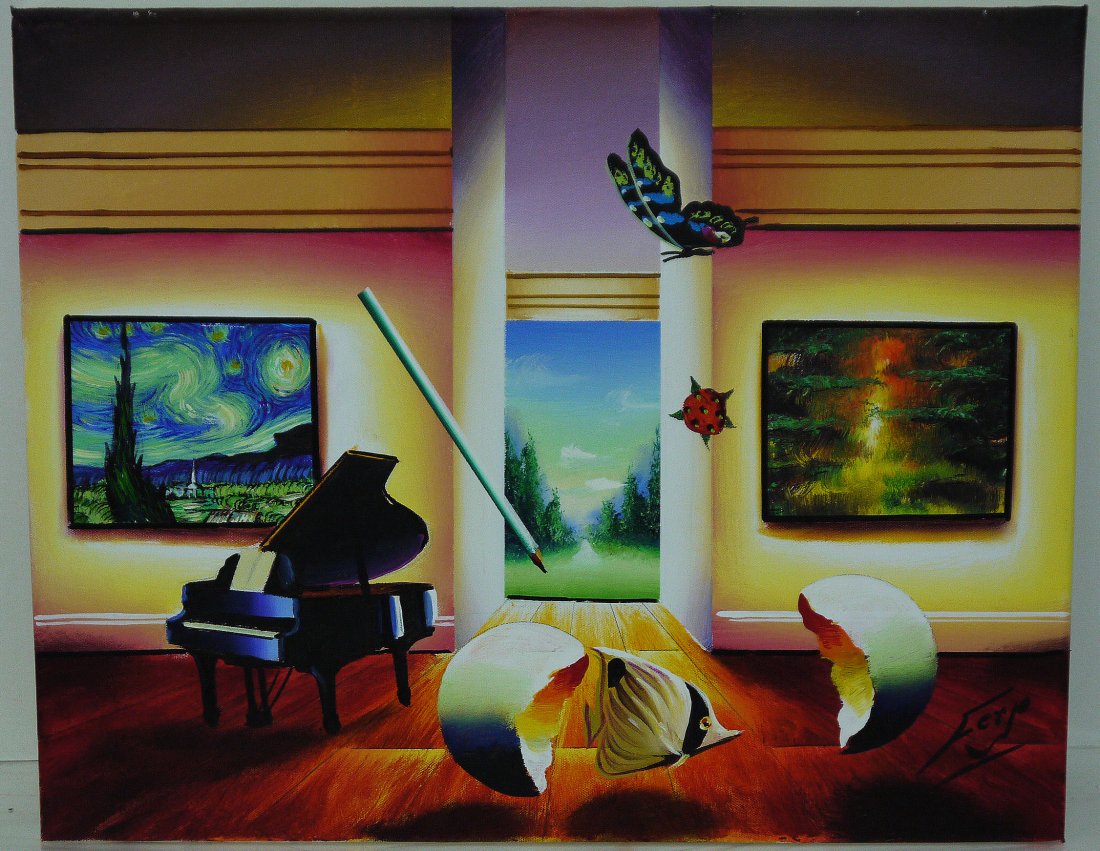 Ferjo "Surreal Visions" Oil on Canvas: Ferjo "Surreal Visions" Oil on Canvas. Size 24"x24" inches w2201