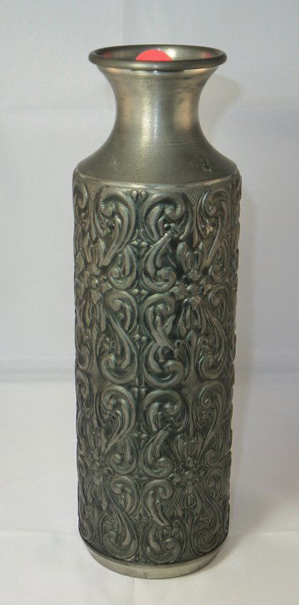 Vintage Kalmar Pewter Norway Metal Embossed Vase Urn St May 27